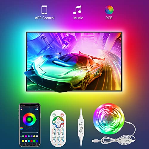 Daymeet TV Led Backlight, 9.8 FT LED Lights for TV 32-60 inch, ICRGB 5050 Rainbow Color TV Led Strip Lights USB Music Sync Bluetooth APP Control with Remote for Room Bedroom Christmas Decor - color: Dreamcolor, size: 9.8ft for 32"-60" TV