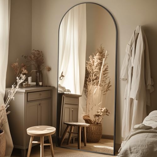 58"x18" Arched Full Length Mirror, Standing Floor Mirror, Black | Aluminum Frame Full Body Mirror, HD Shatterproof Tempered Glass, Lean/Stand/Wall Mounted for Bedroom, Closet & Dressing Room - color: Black, size: 58"L x 18"W