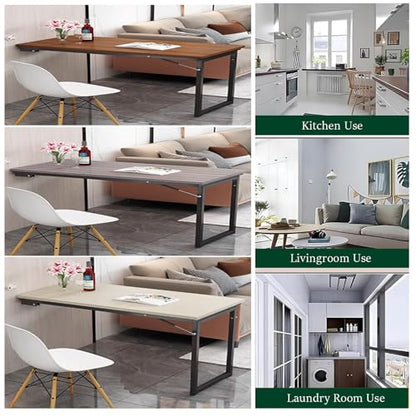 Wall Mounted Folding Table, Solid Wood Floating Desk for Small Spaces, Foldable Drop-Leaf Bar Table, Compact Kitchen Dining & Office Desk 35.4" W x23.6 D x29.5 H - color: 35.4"w X23.6"d X29.5"h, size: Gray B