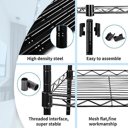 SUNLPH 6-Tier Wire Shelving Adjustable Shelves Unit Metal Storage Rack for Laundry Bathroom Kitchen Pantry Closet Organization (Black, 16.6" L x 11.4" W x 64.6" H)