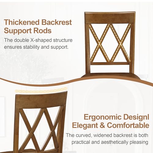 DUHOME Wood Dining Chairs Set of 2,Farmhouse Dining Side Chairs with Cross Back Wooden Kitchen Chairs for Home Kitchen, Dining Room Walnut - color: Walnut, size: 2pcs