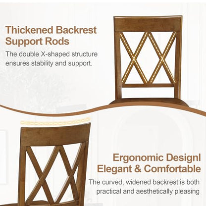 DUHOME Wood Dining Chairs Set of 2,Farmhouse Dining Side Chairs with Cross Back Wooden Kitchen Chairs for Home Kitchen, Dining Room Walnut - color: Walnut, size: 2pcs