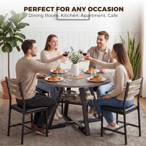 Jocoevol Round Dining Table for 4,Kitchen Dining Room Circle Dinner Pedestal Table,Space Saving Wood Kitchen & Dining Room Furniture (Grey, 46In) - color: Grey, size: 46In