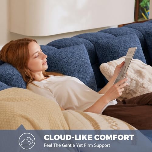 107" Modern Boneless Couch with L - Shaped Chaise, Comfy Chenille Modular Sectional Sofa with Tufted Design, Deep Seat Upholstered Sofa Bed, No - Assembly Sectional Couch, Blue - color: Blue