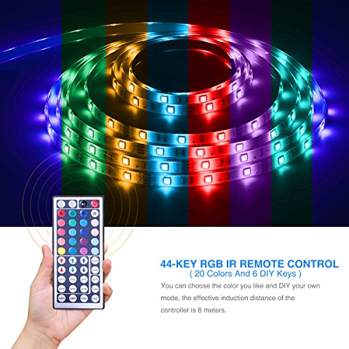 DAYBETTER Led Strip Lights 16.4ft Waterproof Color Changing Led Lights with Remote Controller - size: 16.4ft