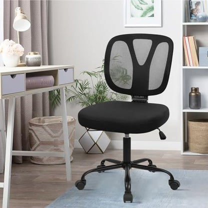CLATINA Armless Home Office Chair, Adjustable Height Backrest Ergonomic Mesh Desk Chair with Wheels, 360° Swivel Small Computer Task Chair for Home Office, Study, Meeting Room, Black(8 Pack) - color: Black-neva, size: 8 Pack