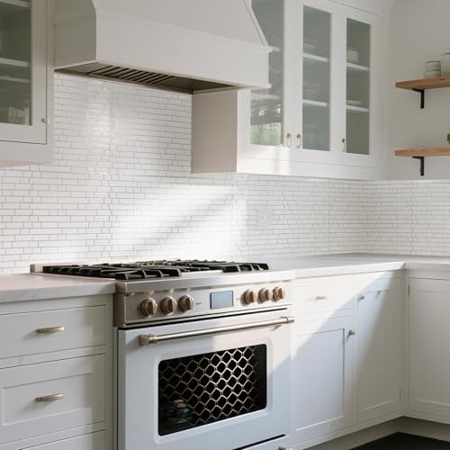 Art3d 10-Sheet Heavy-Duty Peel and Stick Backsplash, Waterproof Wall Tiles Stick on Kitchen Backsplash Living Space, White with Gray Grout (Pack of 4) - color: White with Gray Grout, size: 12 x 12 Inch (Pack of 4)
