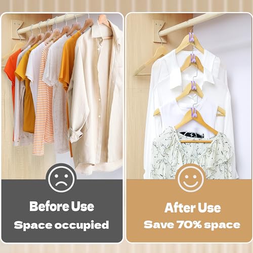 Mlici 60 Pcs Space Saving Hanger Connect Hooks for Closet Organizer, Purple | Clothes Hanger Connector Hooks, College Dorm Essentials, for Closet Organizer and Storage, Heavy Duty, Up to 11 lbs - color: Purple