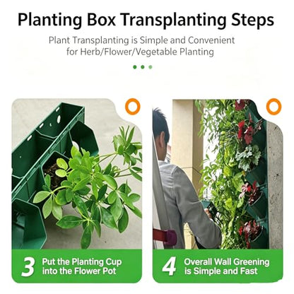 Vertical Wall Planter for Indoor Plants, Living Wall Planter System with 2 Stackable Pots, Wall Mounted Hanging Planter, Ventilation Design for Herbs, Succulents, Flowers (2Pots) - color: Green-2pcs
