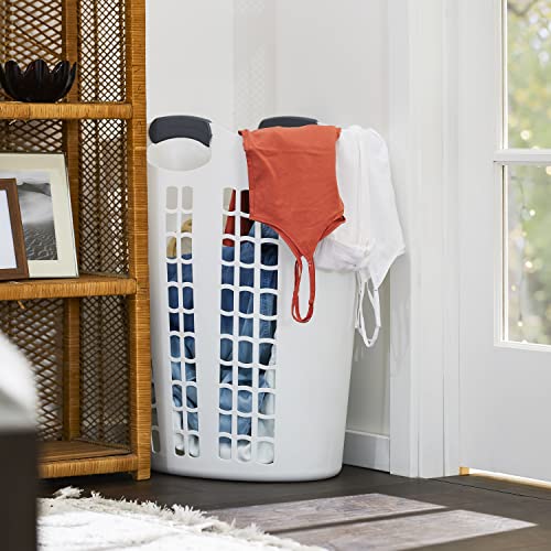Gracious Living Easy Carry Flex Hamper, Large 87.5 Liter Lightweight Plastic Ventilated Laundry Basket Clothes Bin with Handles, White (2 Pack) - size: 2 Pack