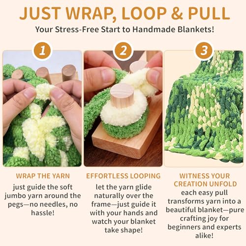 Zlshmoee Chunky Blankets Loom Knitting Looms Portable DIY Hand Knitting Kit for Beginners and Adjustable Foldable Portable Extra Loom Large 48,55,60 Inch (60inch) - color: 60in'' fold
