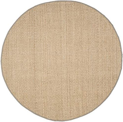 SAFAVIEH Area Rug 6' Round - Natural Fiber Collection - Natural & Grey, Seagrass, Basketweave Pattern with Border (NF114P) - color: Natural/Grey, size: 6' (Round)