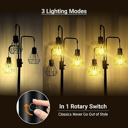 Industrial Floor Lamp,Metal Diamond Lampshade,Modern Stand Up Lamp with 3 Light, Bulbs Not Included,Simple Design Floor Lamp for Bedroom, Living Room, Office, Kids Room, Reading - color: Diamond