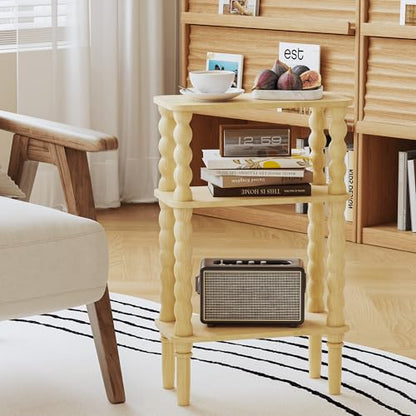 Veegle Side Table, Small End Table with Storage Shelf, 3-Tier Small Coffee Tables for Living Room Bedroom Narrow Spaces(Oak) - color: Natural-3 Tier Shelf