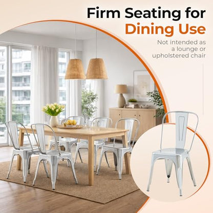 Moonlight Silver Color,Metal Dining Chairs Set of 2 | Silver Outdoor Metal Iron Chairs for Cafe Farmhouse Kitchen,Bistro,Dining Room,Patio - color: Moonlight Silver