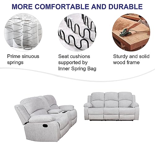 A Ainehome Living Room Furniture Set Leather Recliner Sofa Set Loveseat Chair Furniture Sofa Set for Living Room/Small Space/Rv/House/Office/Theater Seating (A-Grey White Microfiber, Sofa+Loveseat) - color: A-grey White Microfiber, size: Sofa+Loveseat
