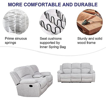A Ainehome Living Room Furniture Set Leather Recliner Sofa Set Loveseat Chair Furniture Sofa Set for Living Room/Small Space/Rv/House/Office/Theater Seating (A-Grey White Microfiber, Sofa+Loveseat) - color: A-grey White Microfiber, size: Sofa+Loveseat