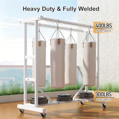 Heavy Duty Clothes Rack, Thickened Stainless Steel Frame, White | Thickened stainless steel frame, high load capacity, home & commercial, rust-resistant, stable without wobbling - color: White
