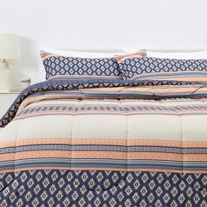 Amazon Basics Lightweight Microfiber Comforter Set, 3-Piece, Gray Geometrics, King - color: Harmonized Geometrics, size: King