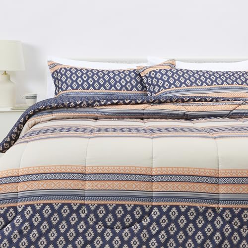 Amazon Basics Lightweight Microfiber Comforter Set, 3-Piece, Gray Geometrics, King - color: Harmonized Geometrics, size: King