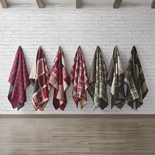 Woolrich Luxury Quilted Throw - Cabin Lifestyle, Patchwork with Moose Design All Season, Lightweight and Breathable Cozy Bedding Layer Throws for Couch Sofa, 50" W x 70" L, Tasha Taupe - color: Tasha Taupe