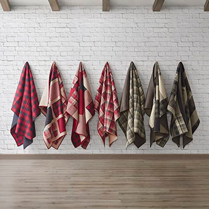 Woolrich Luxury Quilted Throw - Cabin Lifestyle, Patchwork with Moose Design All Season, Lightweight and Breathable Cozy Bedding Layer Throws for Couch Sofa, 50" W x 70" L, Tasha Taupe - color: Tasha Taupe