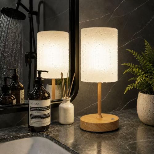 Spa-Like Shower Lamp | IP65 Waterproof Lamp for Indoor & Outdoor | 5200mAh Rechargeable Battery, 3 Color Temps, Stepless Dimming, Cordless Lamp for Bathroom, Bedroom, Living room, Patio