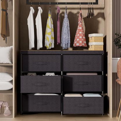 GcdPai Dresser with 6 Fabric Drawer Stand Desktop Sturdy Metal Plastic Support Tube Cube Storage Cabinet for Bedroom Organization Dorm Front Hall Entryway - size: 6 Drawers Standard Top