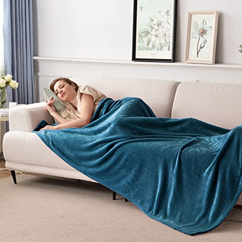 Flannel Fleece Blanket Throw Size, Blue Coral, 50x60 inches | All Season Super Soft Cozy Blanket for Bed or Couch - color: Blue Coral, size: 50"×60"