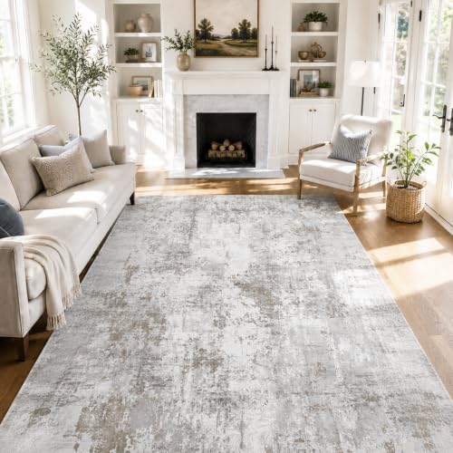 6x9 Area Rug Washable Non-Slip Living Room Rugs,Gary Area Rug | Soft Vintage Distressed Pattern Carpet for Bedroom Dining Room, Foldable Thin Floor Mat for High Traffic Areas - color: Gary, size: 6' x 9' (Rectangular)