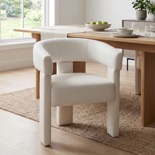 Velvet Modern Barrel Dining Chairs, Upholstered Accent Chair with Back, Vanity Chair Comfy Armchair for Kitchen/Dining Room/Living Room, Beige - color: Beige, size: Set of 1