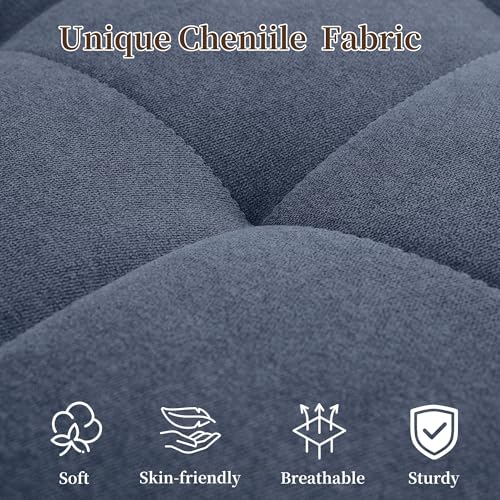 Korser 55.5'' 3-in-1 Convertible Sofa Bed, Pull Out Couch with 5-Position Adjustable Backrest, Loveseat Sleeper Sofa for Small Spaces, Sofa Couch with Cup Holders for Living Room, Office, Chenille - color: Dark Blue