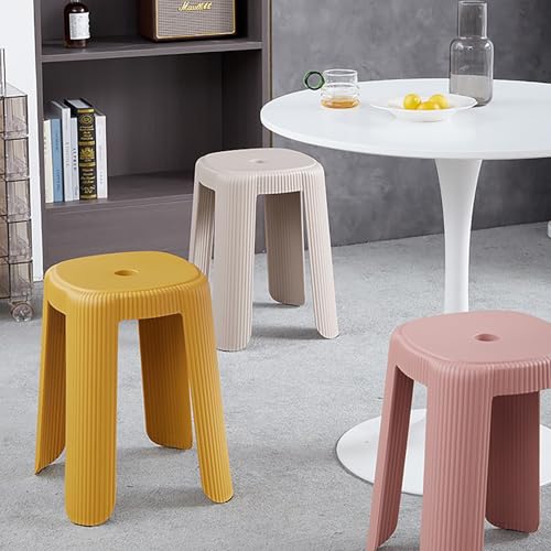 Stackable Round Stools, Space-Saving Plastic Chairs,Family Gathering, Backless Space Saving Vanity Chair for Bedroom Dining Room Living Room,Blue - color: Blue