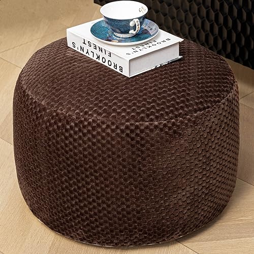 Asuprui Pouf Ottoman Unstuffed Round Poof Seat Foot Stool Ottoman Foot Rest No Filler 20x20x12 Inches Fuzzy Chair Floor Pouf Storage for Living Room Bedroom Coffee