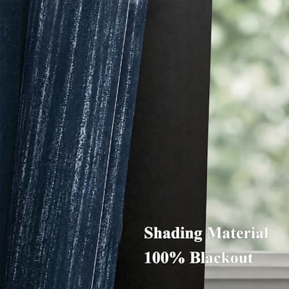 MIULEE Navy Blue and Greyish White Ombre Blackout Curtains 52Wx84L Set of 2 | Full Room Darkening,Thermal Insulated,84 Inch Long,Grommet Drapes for Bedroom/Living Room,Modern Window Treatments - color: Navy Blue and Greyish White, size: 52"W x 84"L (Pack