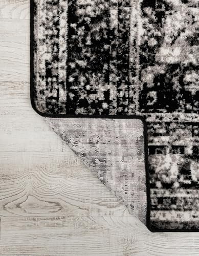 Rugs.com - Monte Carlo Collection Rug – 2' x 3' 1 Black Stain-Resistant Rug – Traditional Medallion for Entryway, Kitchen, and Bathroom - color: Black, size: 2'2" x 3' (Rectangular)