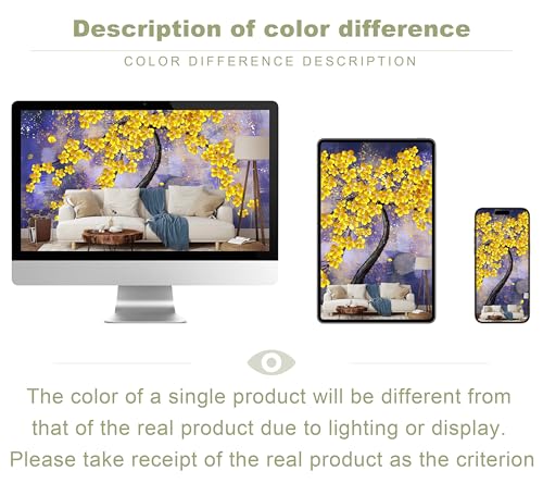 Yellow Flower Tree Wall Mural Purple Background Wallpaper | 151"x96", for Bedroom Living Room Bathroom, Textured Fabric, Not Peel and Stick - color: Mural 02, size: 151" x 96"