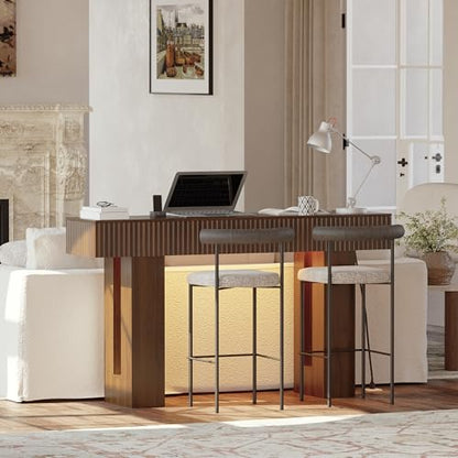 60-Inch Long Entryway Table with Built-in Power Outlet and App & Button-Controlled RGB Light, Thick Wood Farmhouse Console Table for Behind Sofa, Narrow Hallway, Living Room, Foyer, Entrance, Walnut - color: Walnut, size: 60 Inch
