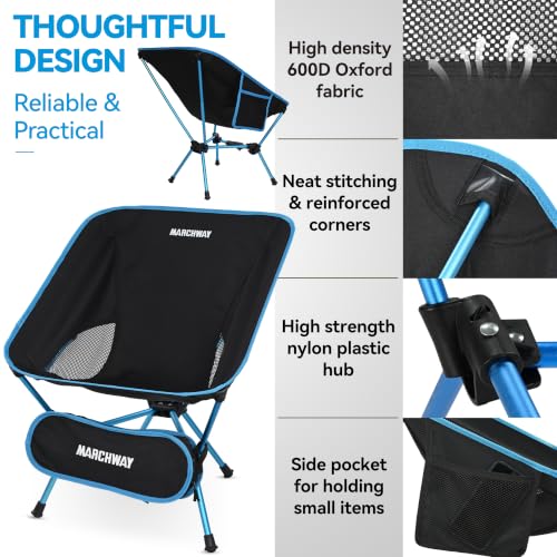 MARCHWAY Lightweight Folding Camping Chair with Spring Lock, Stable Compact Portable for Outdoor Camp, Travel, Beach, Picnic, Festival, Hiking, Backpacking (Lowback Blue) - color: Lowback Blue