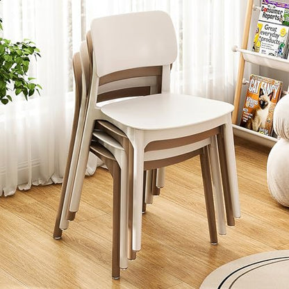 Set of 4/5/6 Plastic Dining Chair, Stackable Kitchen Chairs Modern Armless Side Chairs for Indoor Outdoor Living Room Restaurant, Space-Saving, No Assembly (5 Pack(15x17x31inch), White)