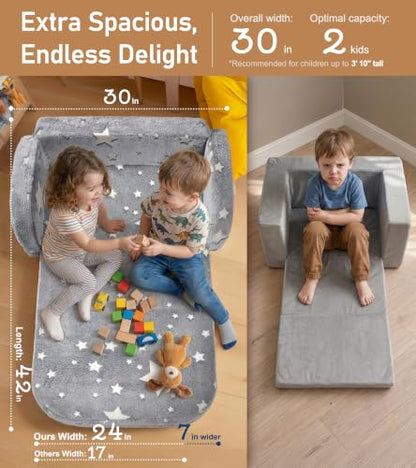 little dove 2-in-1 Kids Couch, Kid Sofa that Fold Out, Glow in the Dark Kid Chair, Extra Wide Kids Sofa, Comfy Kids Chair, Convertible Couch, Gifts for Girls & Boys, Star - color: Star