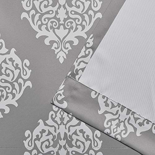 EXCLUSIVE HOME Medallion Room Darkening Blackout Grommet Top Curtain Panel Pair, 52"x108", Silver - color: Silver, size: 52"W x 108"L (Pack of 2)