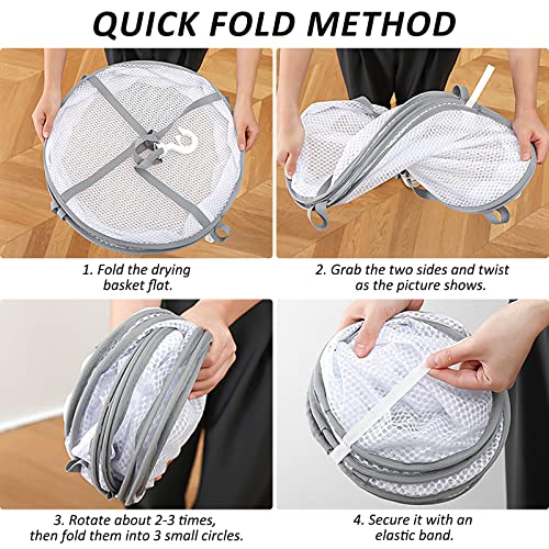 2 Pack 3-Tier Folding Mesh Clothes Hanging Dryer, Sweater Drying Rack, Large Laundry Drying Rack, Lay fold Flat Dry Hanger, Mesh Clothes Hanging Dryer - XL(3Tier)+XL(3Tier) - size: XL(3Tier)+XL(3Tier)