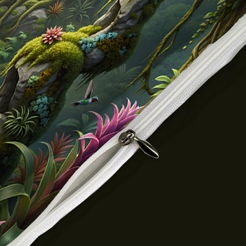 Magical Forest Duvet Cover King,3D Printed Bedding Set 3 Pieces,Comy Reversible ancient trees and mushrooms Duvet Cover Set with 2 Pillow Shams,Zipper Closure and 4 Ties,104 x 90 in,Emerald green - size: King（104 x 90 in）