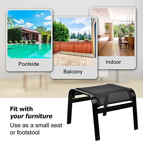 Patio Footstools Outdoor Foot Rest Aluminum Ottomans Portable Seat Wicker Furniture Stackable Ottoman 2 Pieces Black - color: 2 Pieces-black