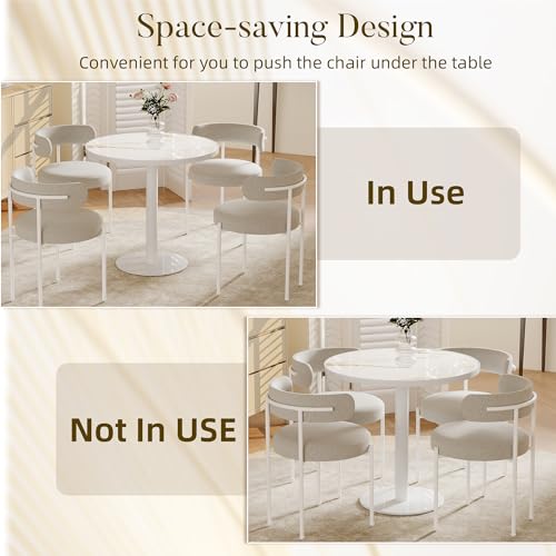 31.5'' Tulip Table, Round Dining Table with Sintered Stone Tabletop | White Aluminum Alloy Edge & Pedestal, Small Bistro Table for Dining Room/Café/Small Spaces/Restaurant (Calacatta Gold) - color: Calacatta Gold (White Edge), size: Round