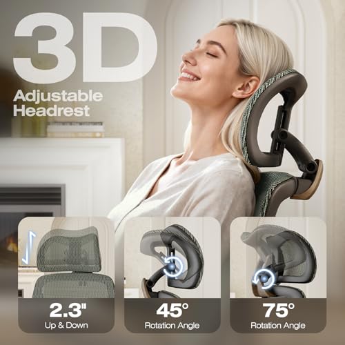 X100 Ergonomic Mesh Office Chair with Footrest, Big and Tall Home Desk Chair with 5D Flip-Up Arms, Adjustable 3D Lumbar Support, Gaming & Executive Computer Chair (Forest Ranger) - color: Forest Ranger