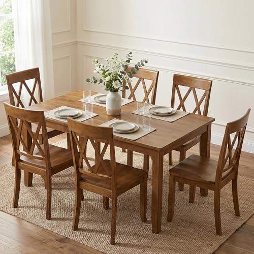 DUHOME Wood Dining Chairs Set of 2,Farmhouse Dining Side Chairs with Cross Back Wooden Kitchen Chairs for Home Kitchen, Dining Room Walnut - color: Walnut, size: 2pcs