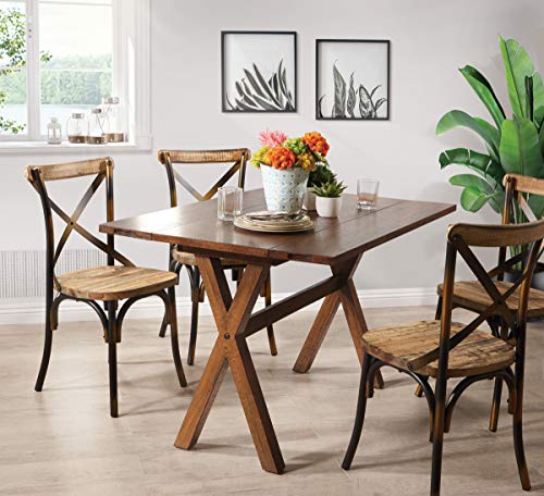 OSP Home Furnishings McKayla Flip-Top Expanding Desk to Dining Table, Distressed Brown Finish