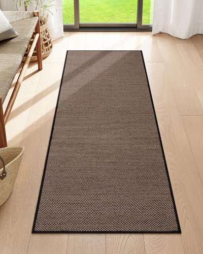 Lahome Farmhouse Hallway Runner Rug, 2x5 Washable Rugs for Entryway Black | Non Slip Kitchen Mat, Neutral Chenille Non Shedding Floor Carpet for Entry Bathroom Bedroom - color: Black, size: 2' x 5'